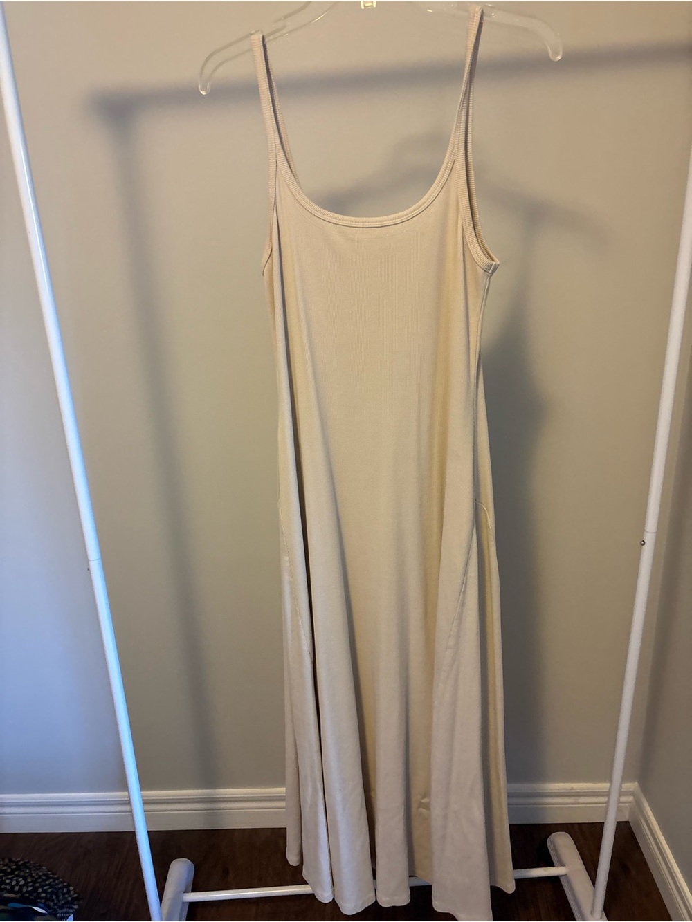 Old Navy Cream Maxi Slip Dress with Thin Straps